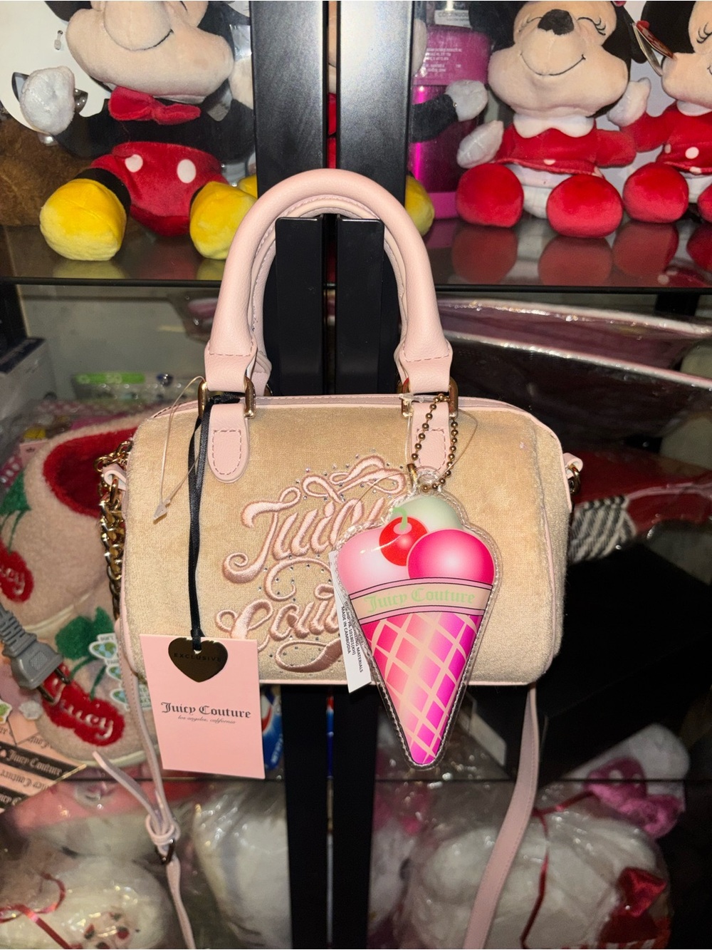Juicy Couture Blush Pink Suede Mini Satchel with Ice Cream Charm
